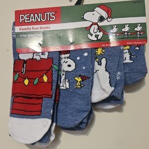 Peanuts Holiday Socks - Blue and Red